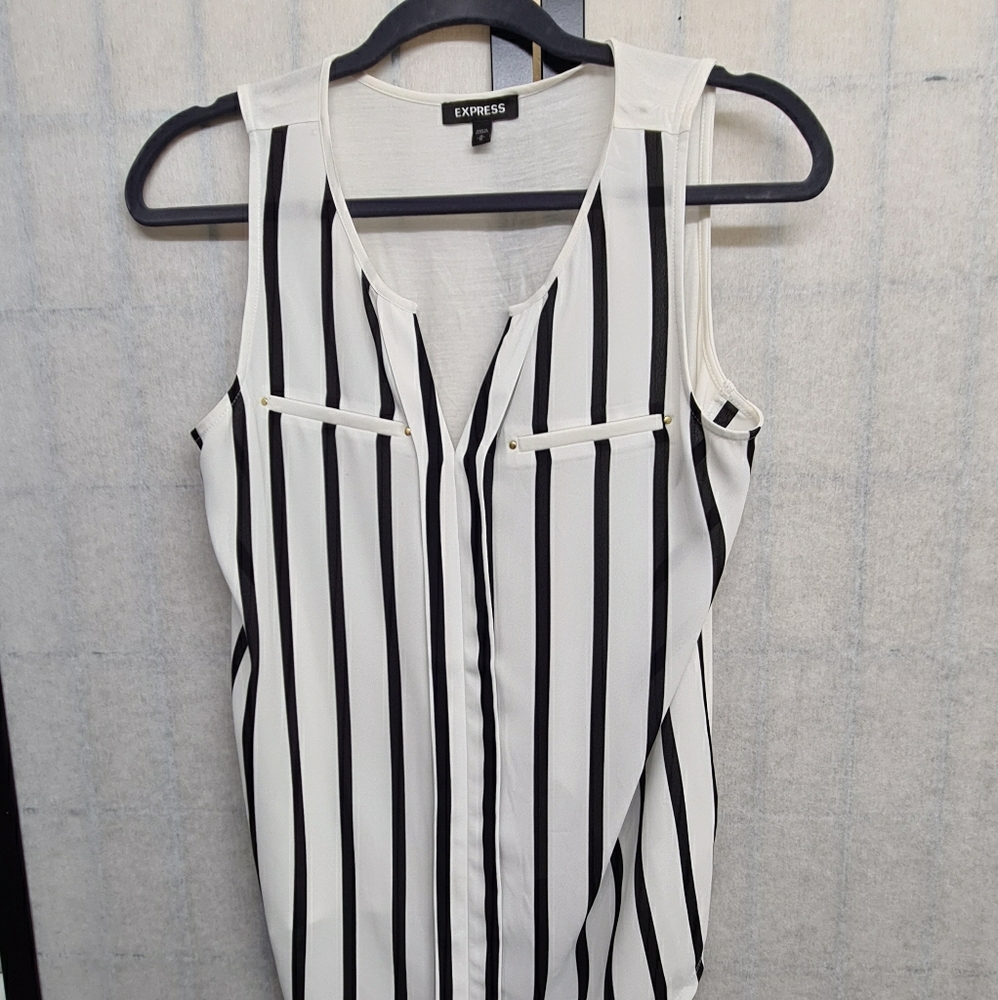 Express black striped blouse
